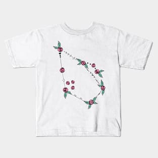 Auriga (The Charioteer) Constellation Roses and Hearts Doodle Kids T-Shirt